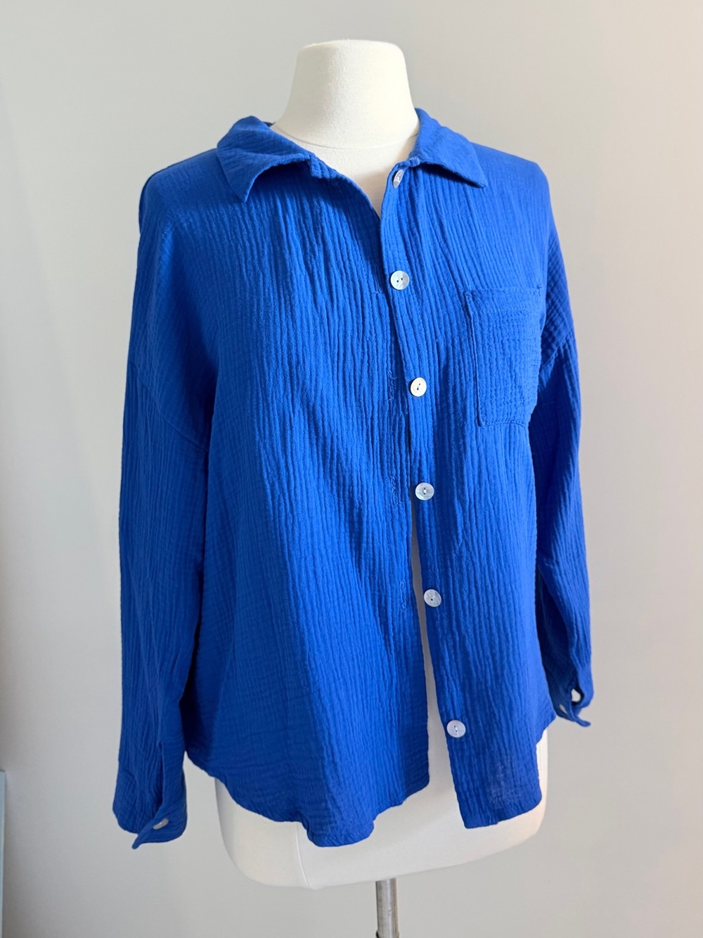 Cobalt Blue Muslin Two-Piece Shorts Set